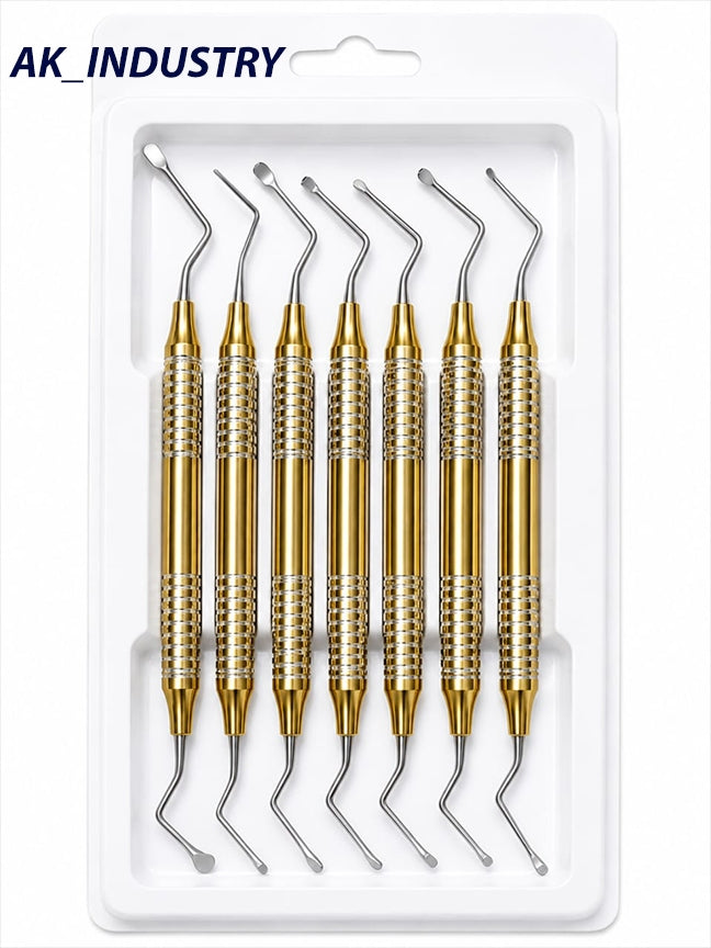 Premium Dental Gracey Curettes Set – Gold Titanium Coated Periodontal Scalers